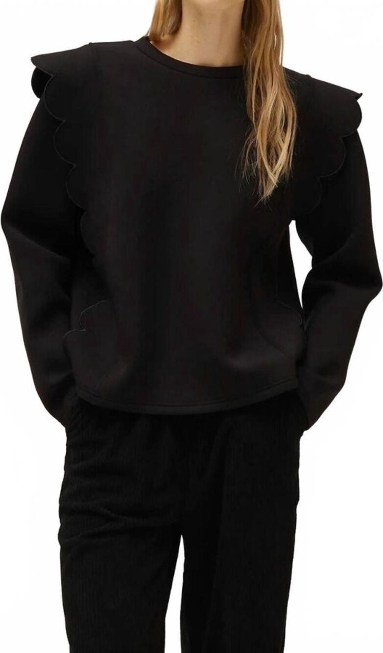 Compania Fantastica - Neoprene Scalloped Sweatshirt Sz S